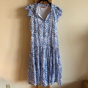 Oliphant Tiered Midi Sundress - Blue/White Floral